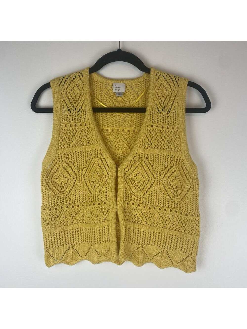 A New Day Women's Knit Open Vest Size XS Yellow Cotton Blend